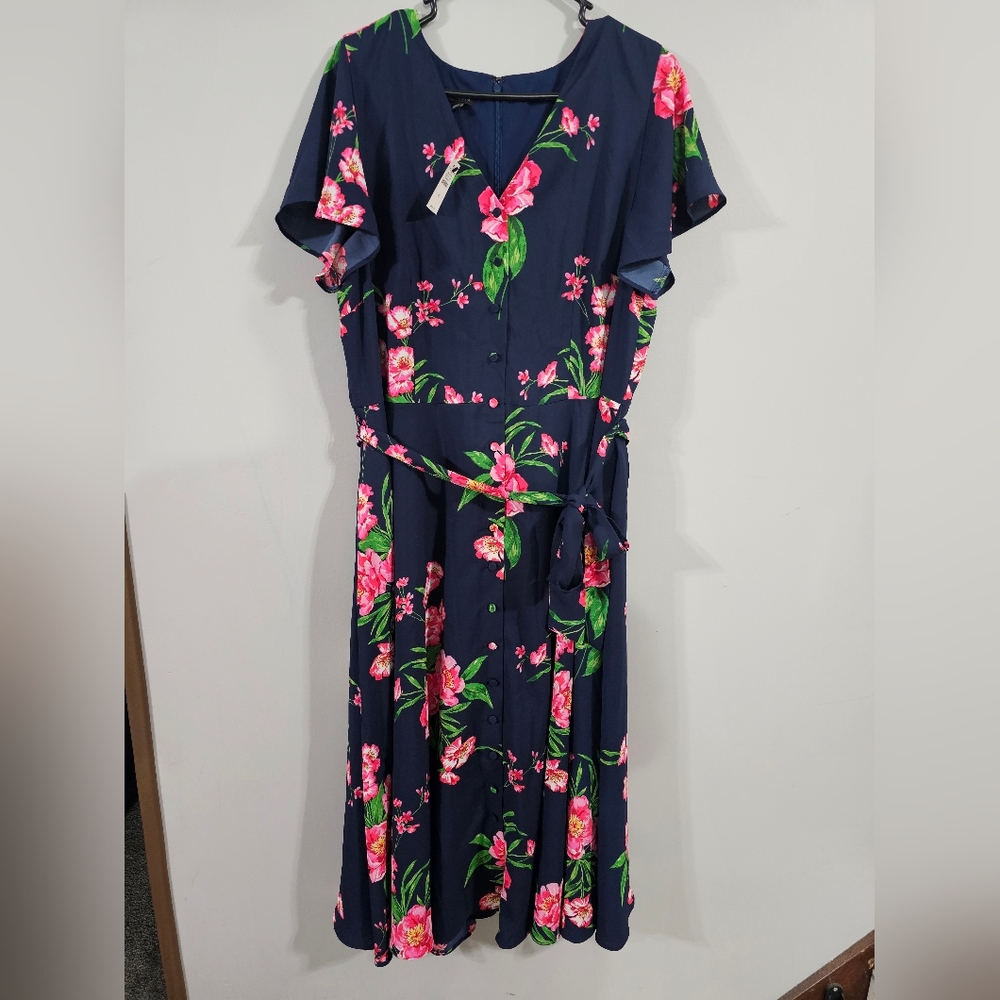 Talbots Blue Button Dress NWT Size 16